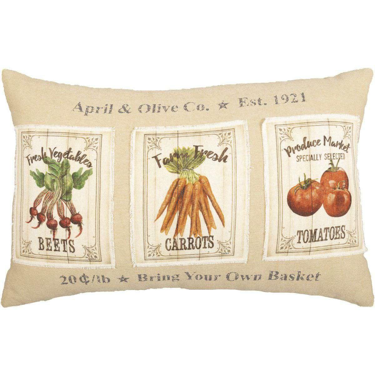 Farmer's Market Garden Veggie Pillow 14x22 front