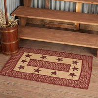 Thumbnail for Burgundy Red Primitive Stencil Stars Jute Braided Rugs Rect VHC Brands - The Fox Decor