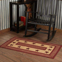 Thumbnail for Burgundy Red Primitive Stencil Stars Jute Braided Rugs Rect VHC Brands - The Fox Decor