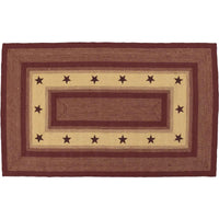 Thumbnail for Burgundy Red Primitive Stencil Stars Jute Braided Rugs Rect VHC Brands - The Fox Decor