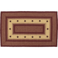 Thumbnail for Burgundy Red Primitive Stencil Stars Jute Braided Rugs Rect VHC Brands - The Fox Decor