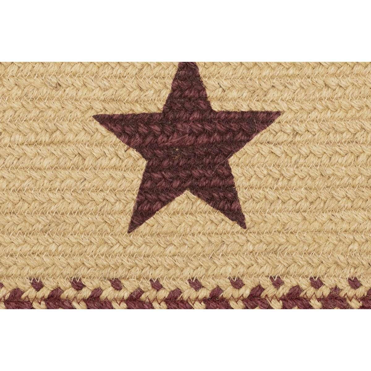 Burgundy Red Primitive Stencil Stars Jute Braided Rugs Rect VHC Brands - The Fox Decor