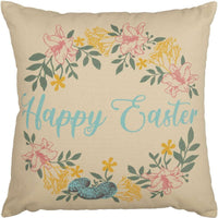 Thumbnail for Sawyer Mill Happy Easter Wreath Pillow 18x18 VHC Brands front