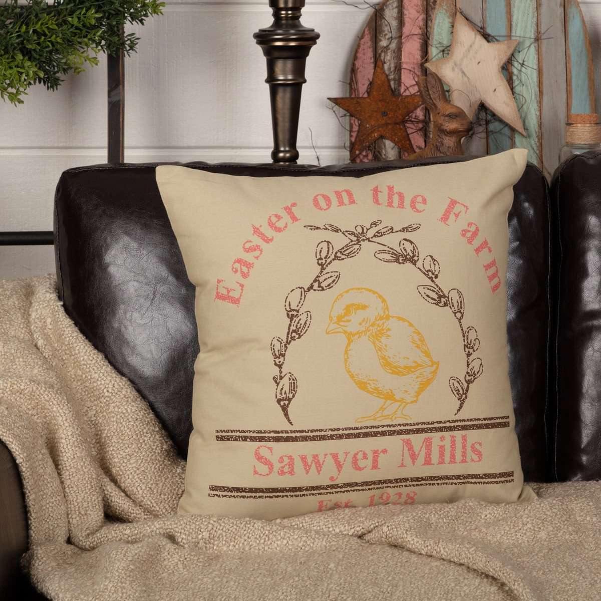 Sawyer Mill Easter on the Farm Chick Pillow 18x18 VHC Brands