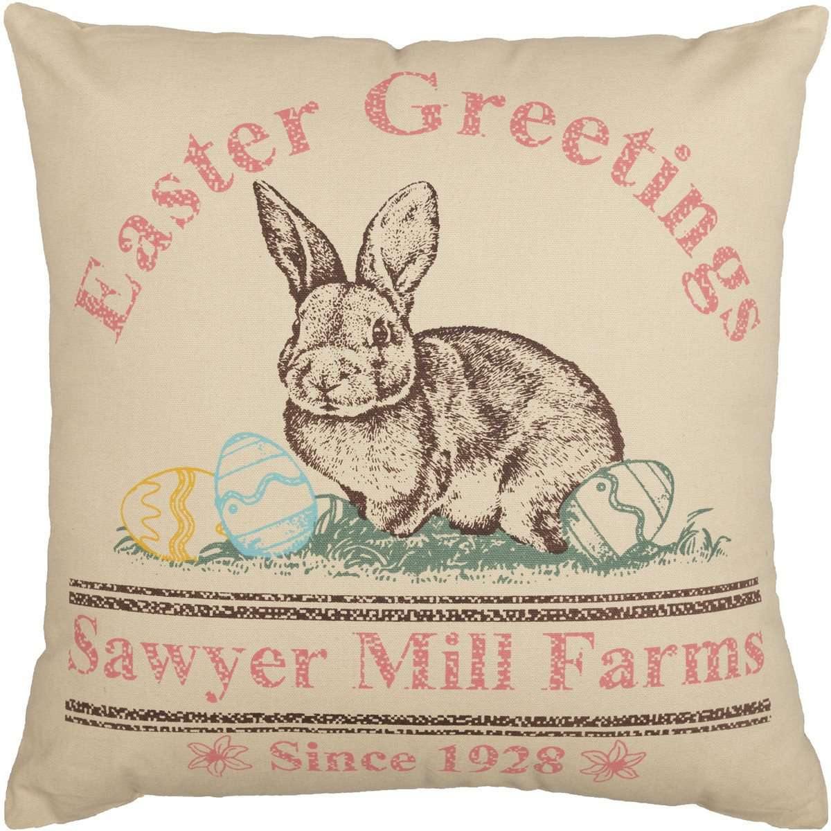 Sawyer Mill Easter Greetings Bunny Pillow 18x18 VHC Brands - The Fox Decor