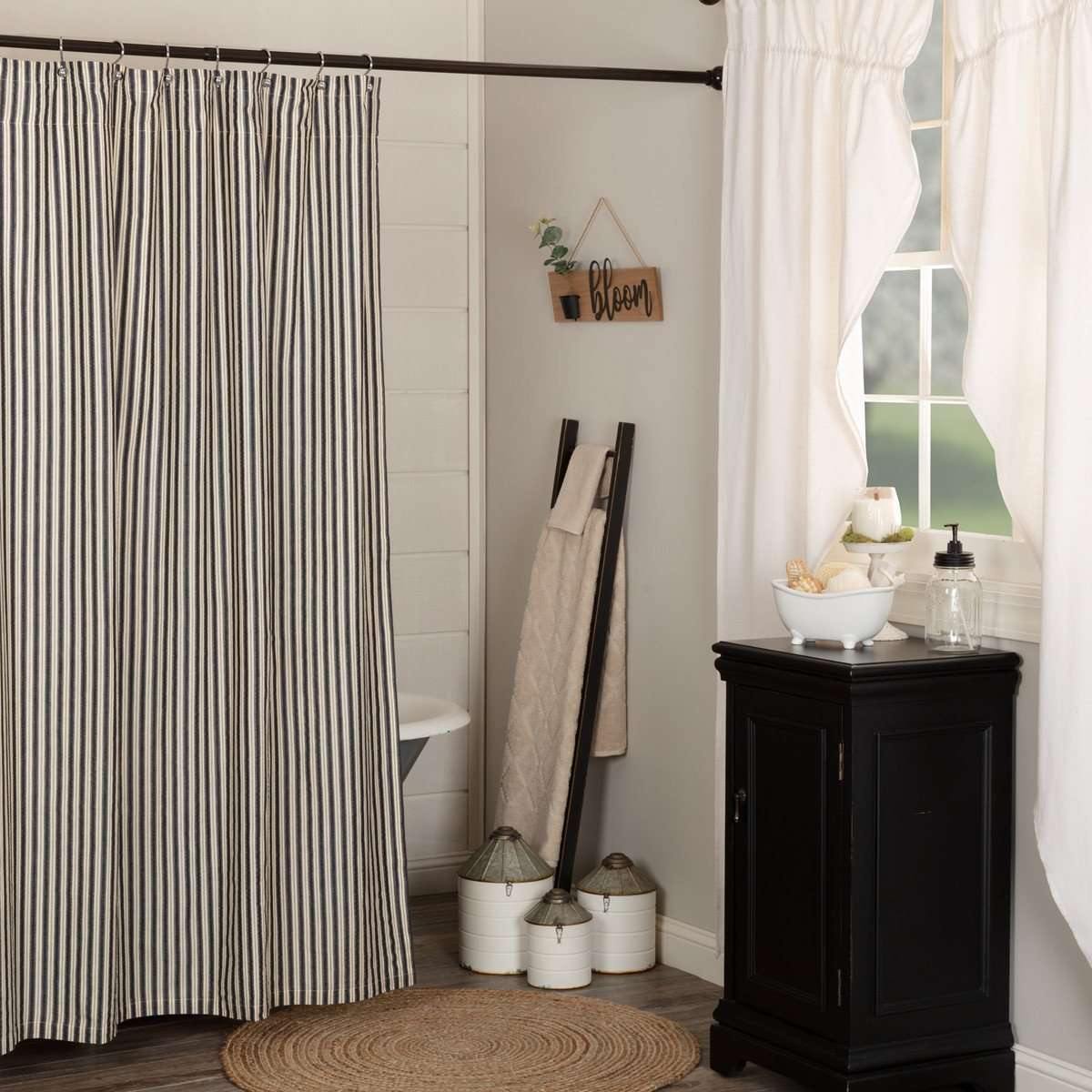 Ashmont Ticking Stripe Shower Curtain 72"x72" VHC Brands - The Fox Decor