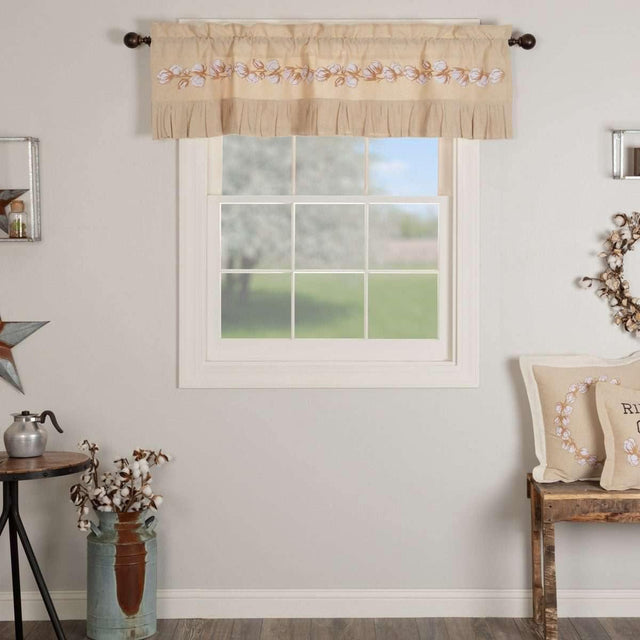 Ashmont Cotton Valance Curtain Creme, Khaki, Golden Tan VHC Brands - The Fox Decor