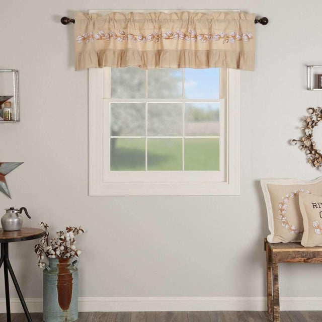 Ashmont Cotton Valance Curtain Creme, Khaki, Golden Tan VHC Brands - The Fox Decor