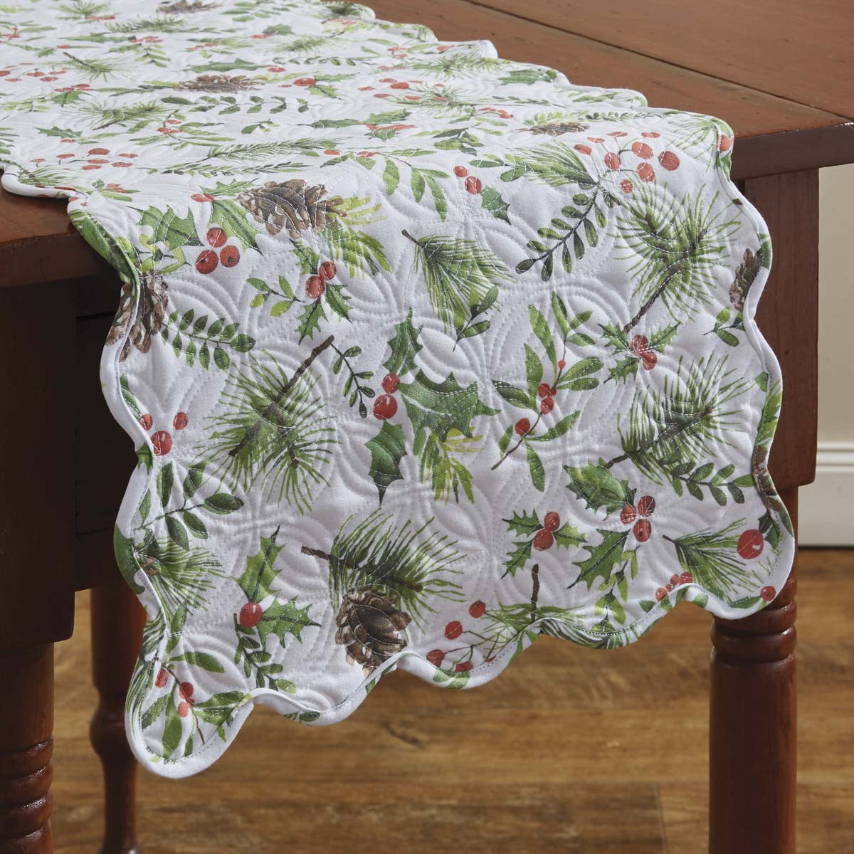 2/Set Holiday Woodland Table Runner Quilted - 72" L