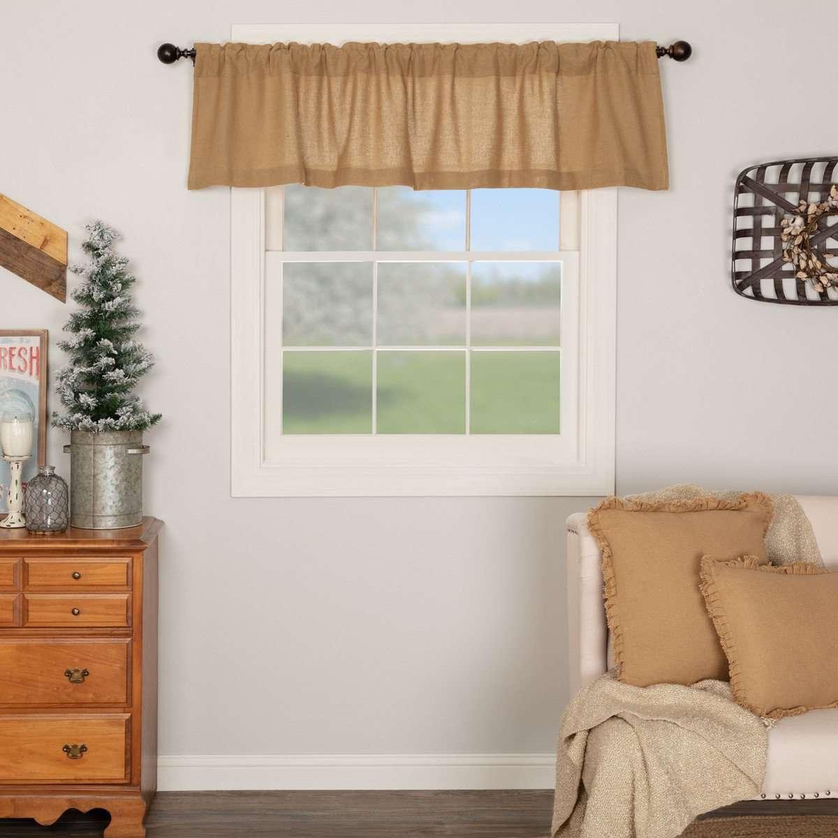 Burlap Valance Curtains Natural, White, Chocolate - The Fox Decor