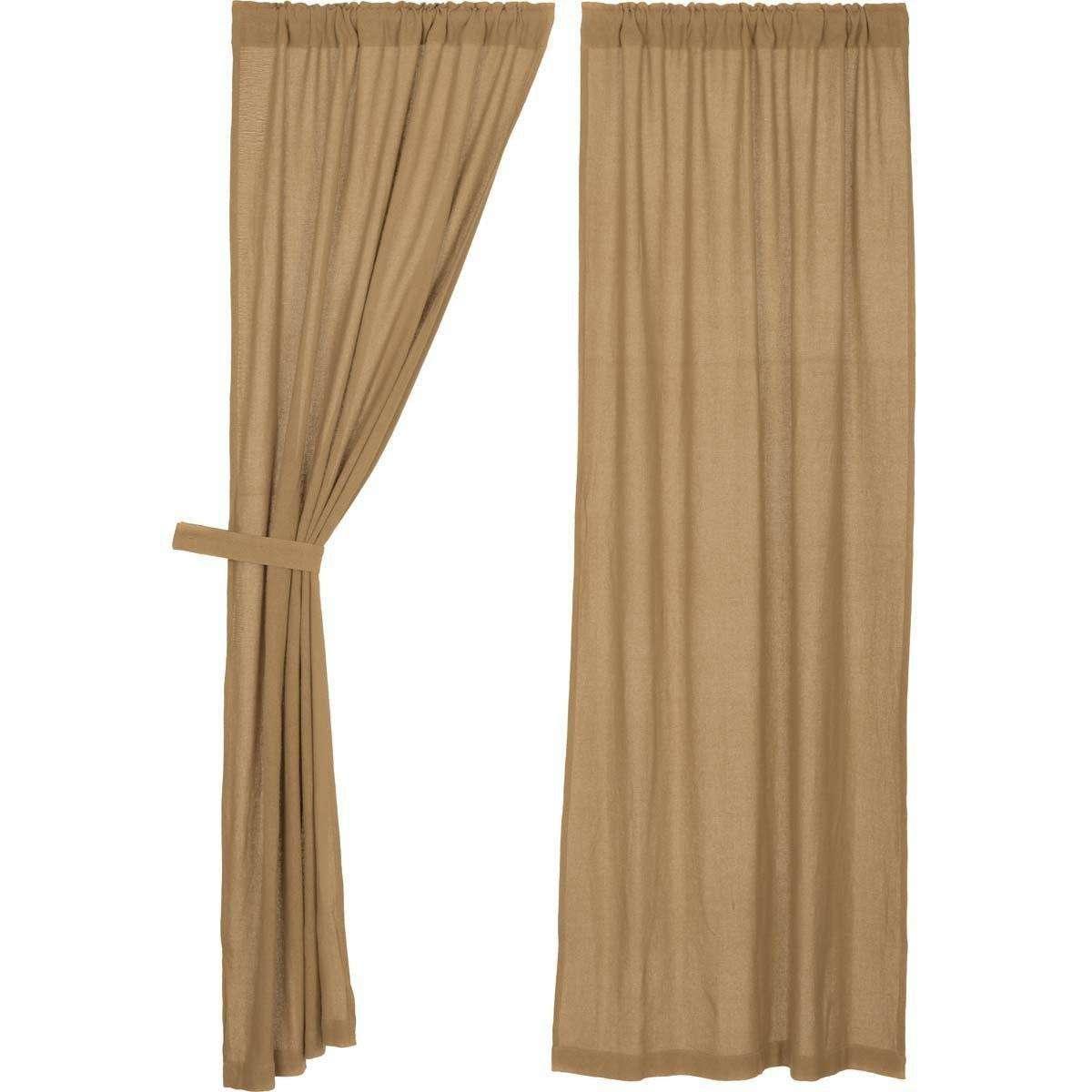 Burlap Natural/Chocolate/Vintage/Antique White Panel Curtain Set of 2 84x40 - The Fox Decor