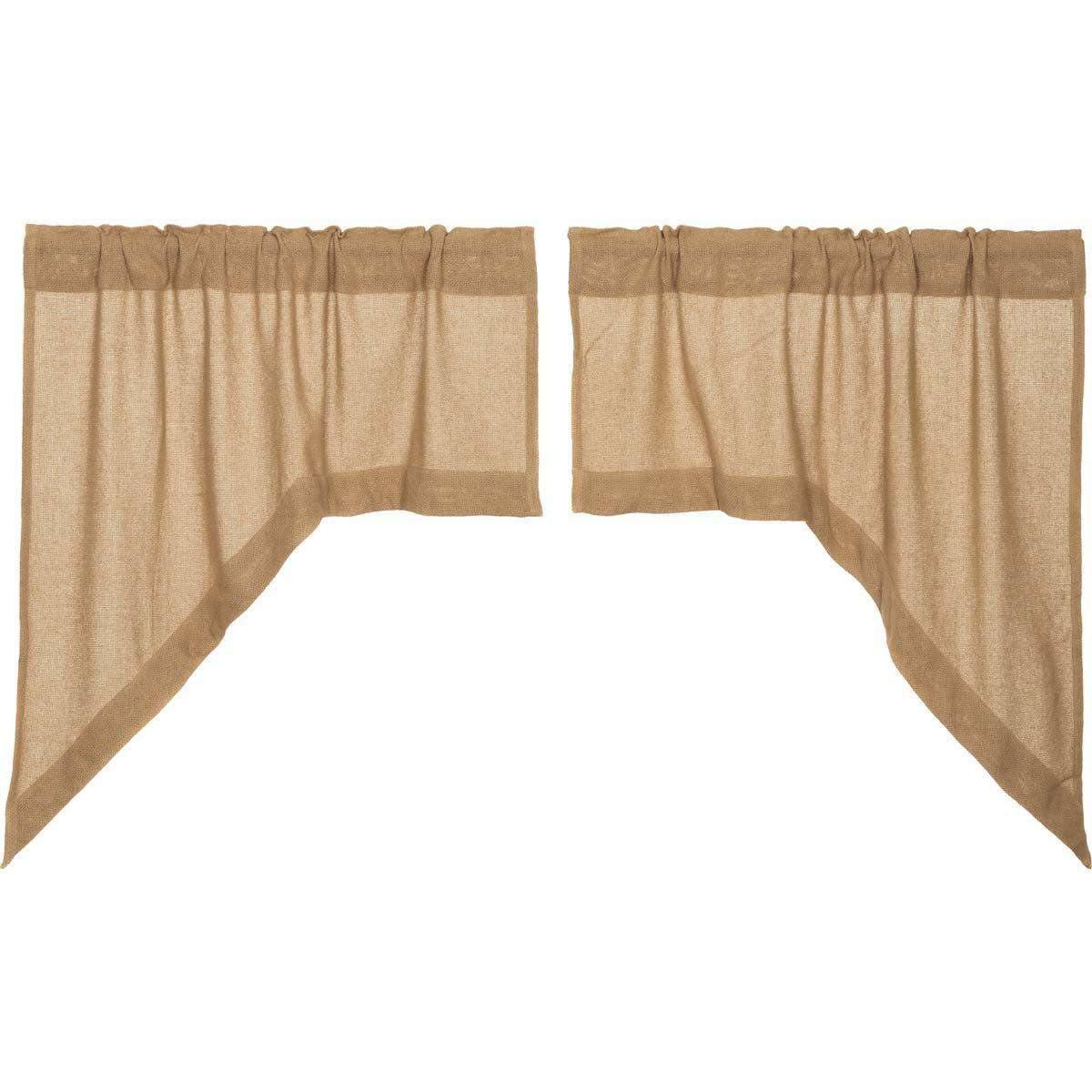 Burlap Natural Swag Curtain Set of 2 36x36x16 - The Fox Decor
