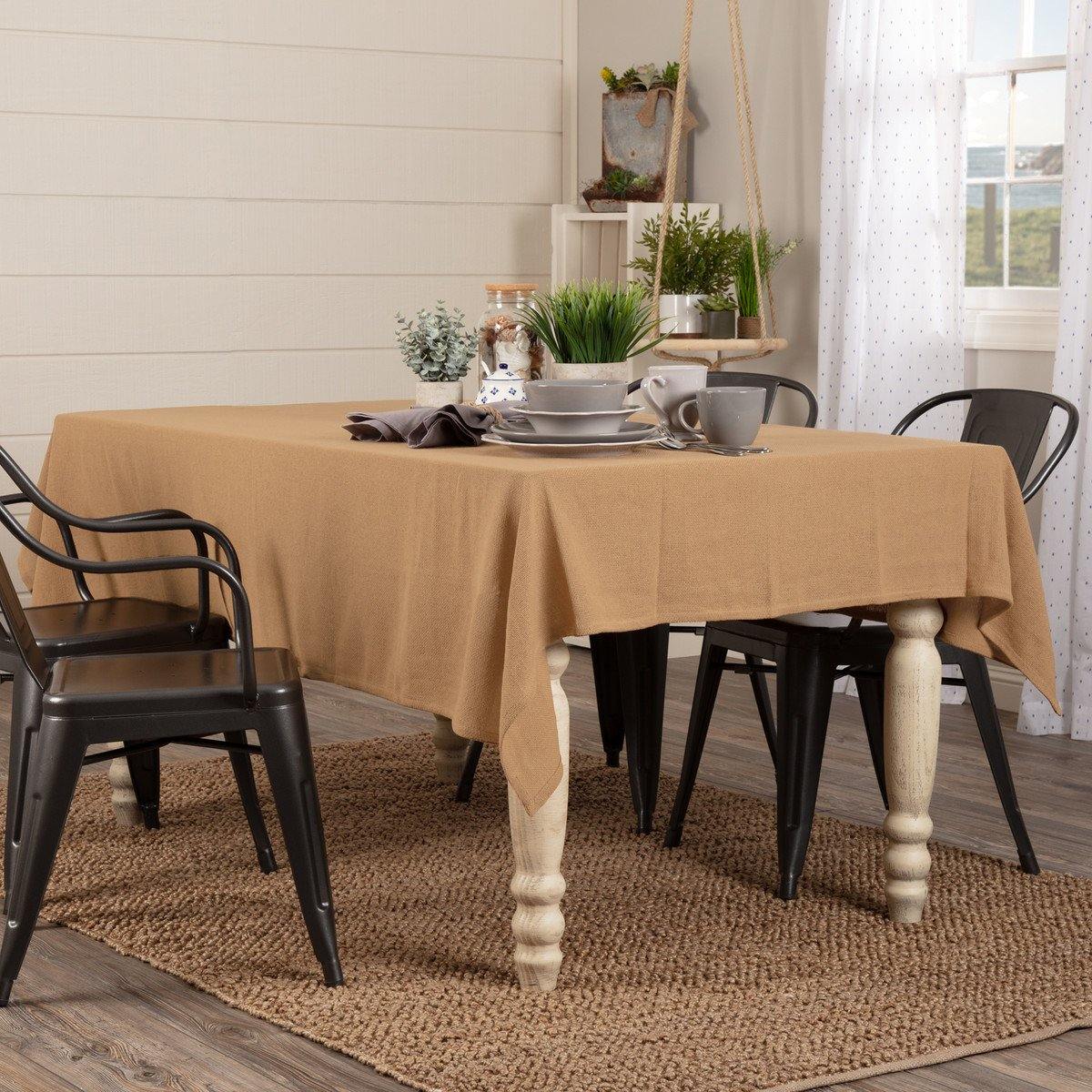 Burlap Natural Table Cloth 60"x80" VHC Brands - The Fox Decor