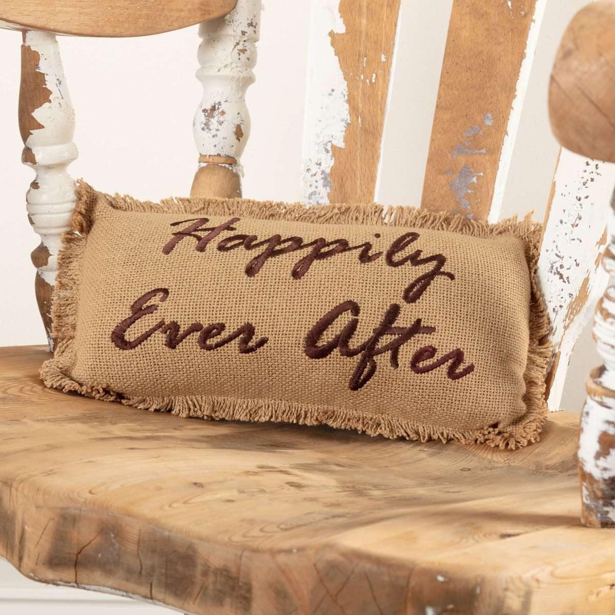 Burlap Natural Pillow Happily Ever After 7x13 VHC Brands