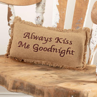 Thumbnail for Burlap Natural Pillow Always Kiss Me Goodnight 7x13