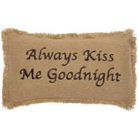 Thumbnail for Burlap Natural Pillow Always Kiss Me Goodnight 7x13 - The Fox Decor