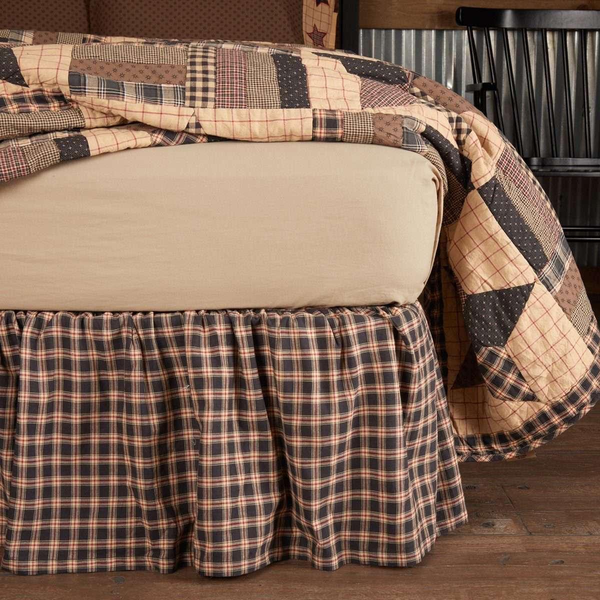 Bingham Star Bed Skirts Soft Black, Khaki, Barn Red VHC Brands - The Fox Decor