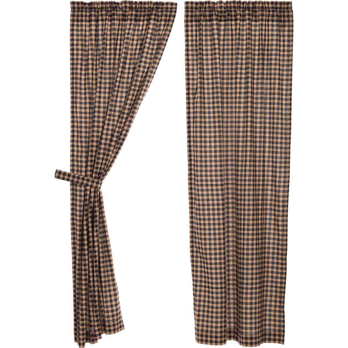 Bingham Star Panel Plaid Country Style Curtain Set of 2 84