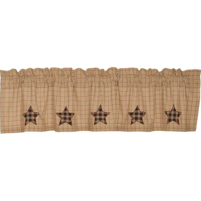 Bingham Star Valance Curtain Applique Star Khaki 16