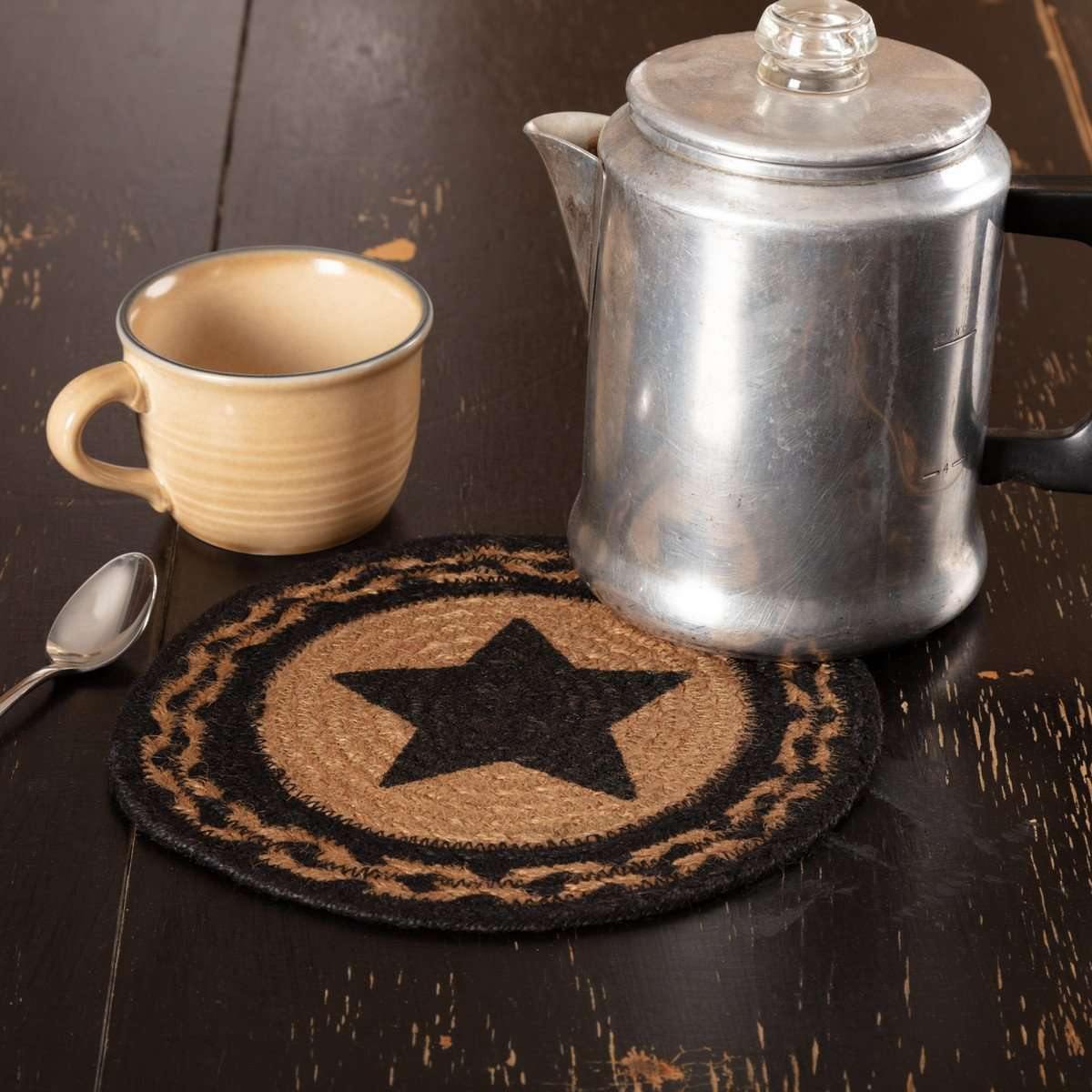 Farmhouse Jute Braided Trivet Stencil Star 8" VHC Brands - The Fox Decor