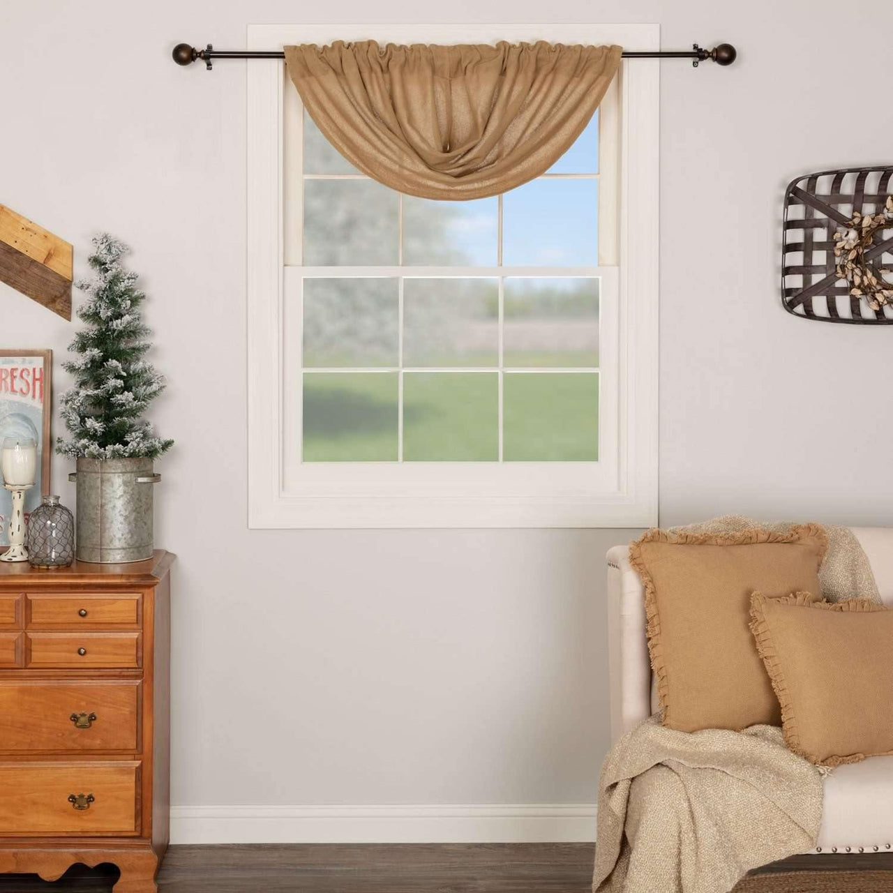 Burlap Natural Balloon Valance Curtain Curtain 60x15 - The Fox Decor