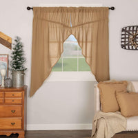 Thumbnail for Burlap Natural Prairie Short Panel Curtain Set of 2 63x36x18