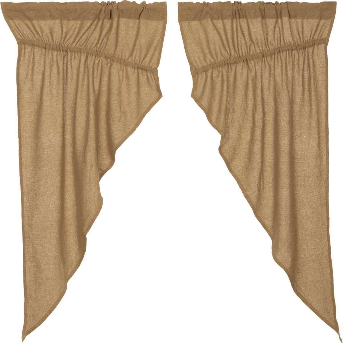 Burlap Natural Prairie Short Panel Curtain Set of 2 63x36x18 - The Fox Decor