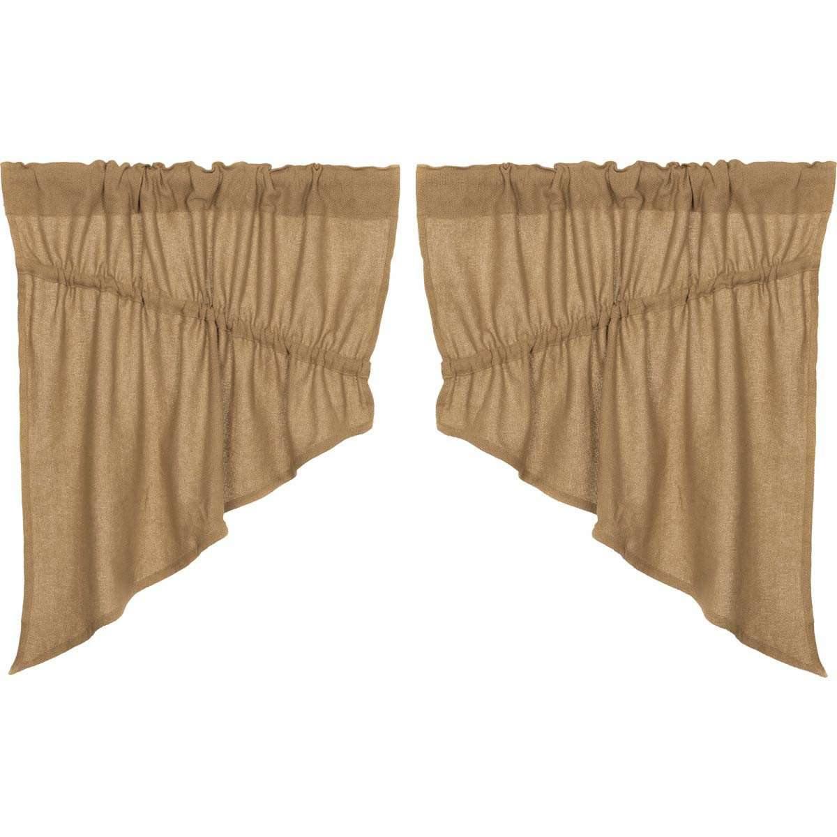 Burlap Natural Prairie Swag Curtain Set of 2 36x36x18 VHC Brands - The Fox Decor