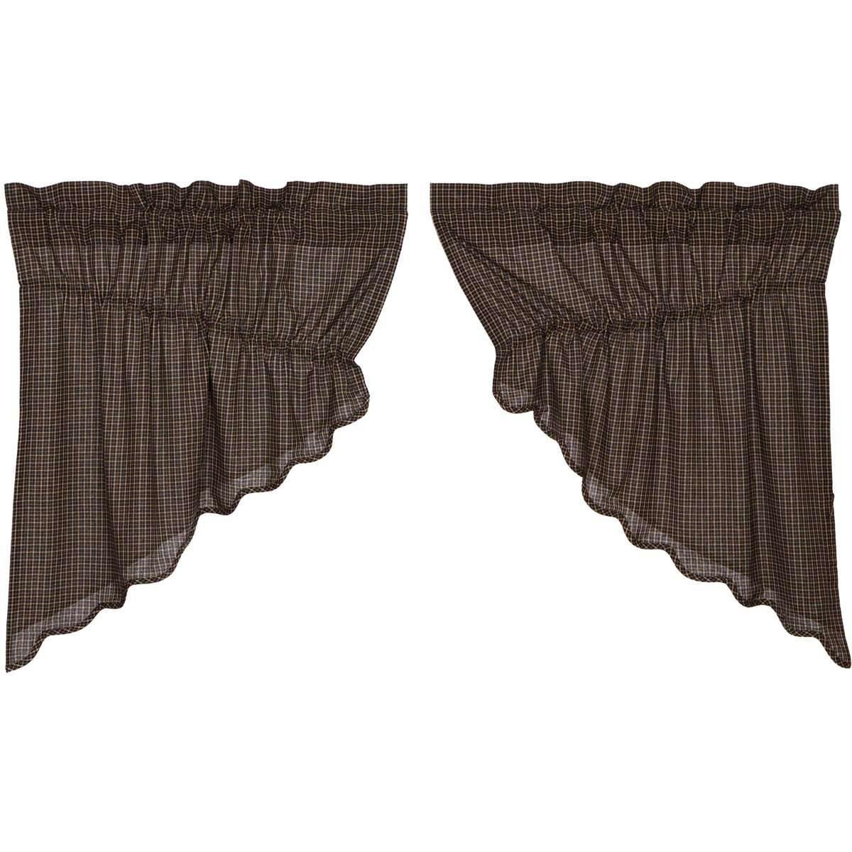 Kettle Grove Plaid Prairie Swag Curtain Scalloped Set of 2 36x36x18 VHC Brands - The Fox Decor