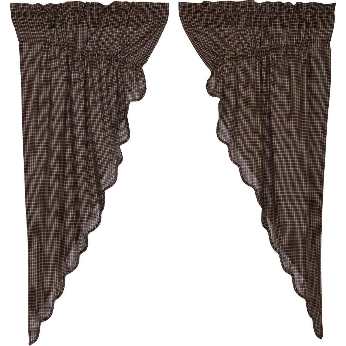 Kettle Grove Plaid Prairie Short Panel Curtain Scalloped Set of 2 63x36x18 - The Fox Decor