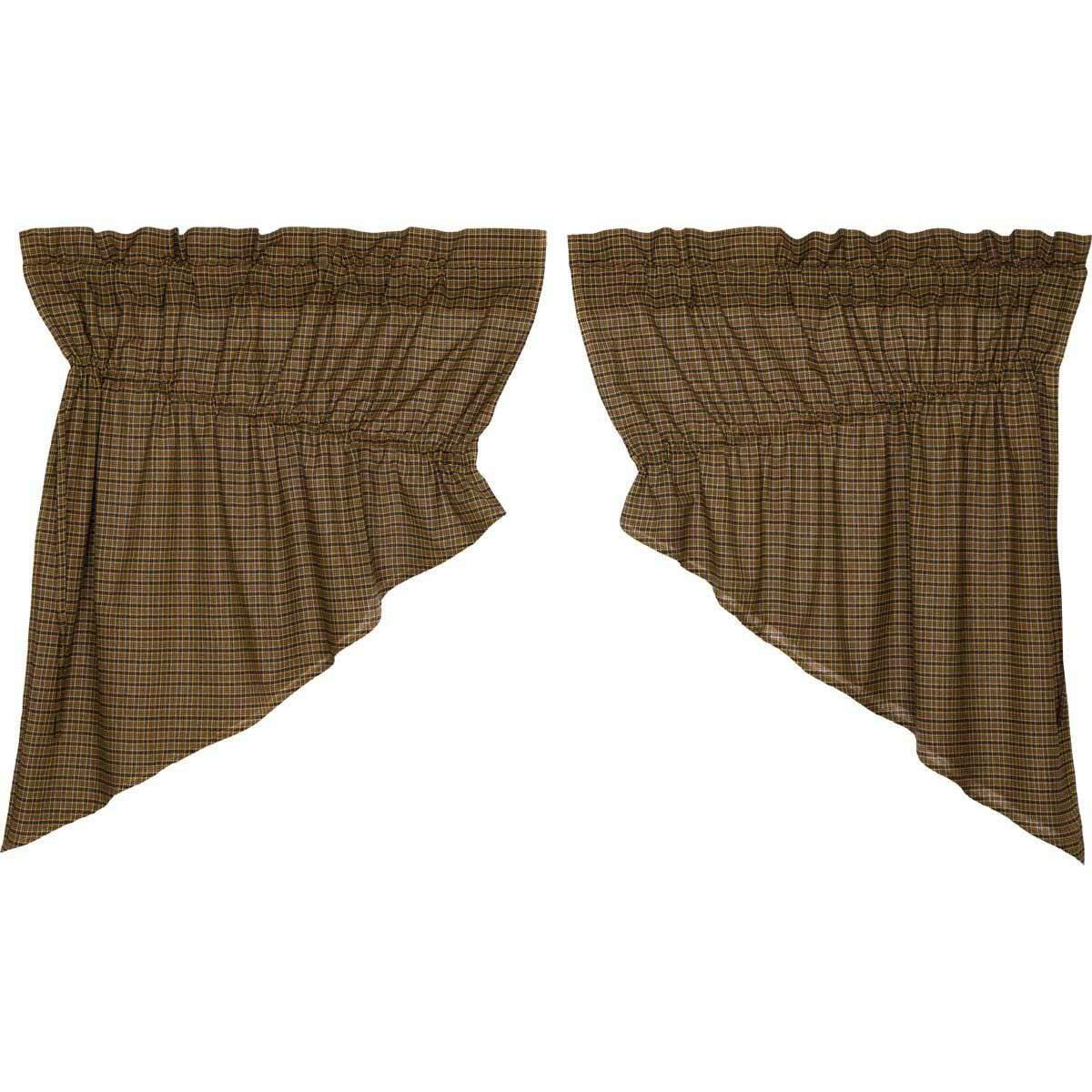 Tea Cabin Green Plaid Prairie Swag Curtain Set of 2 36x36x18 VHC Brands online