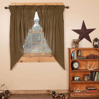 Thumbnail for Tea Cabin Green Plaid Prairie Short Panel Curtain Set of 2 63x36x18 - The Fox Decor