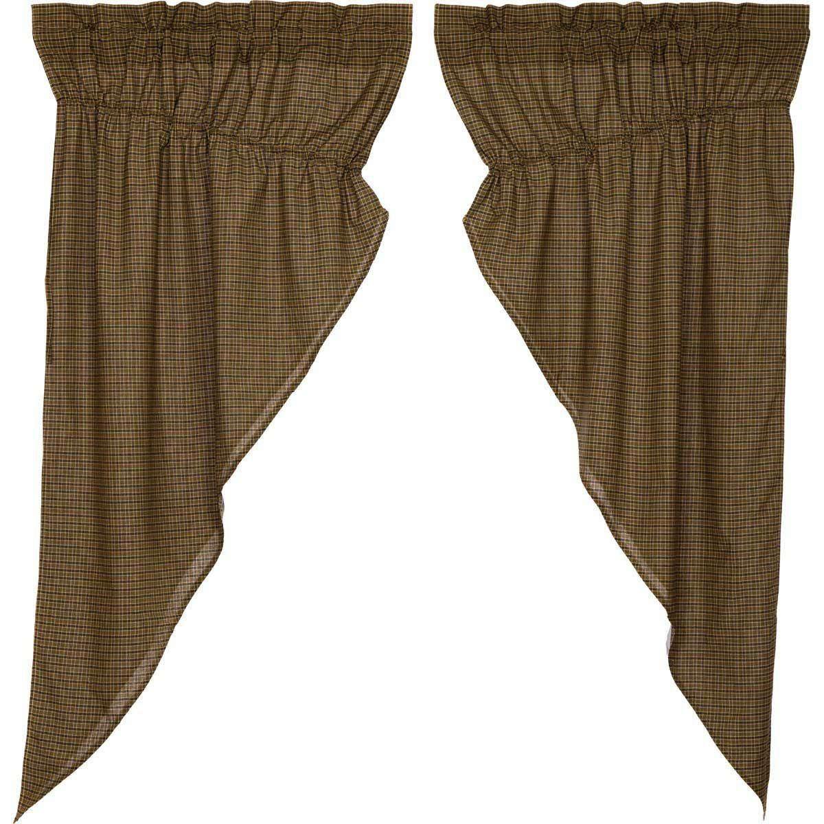 Tea Cabin Green Plaid Prairie Short Panel Curtain Set of 2 63x36x18 - The Fox Decor