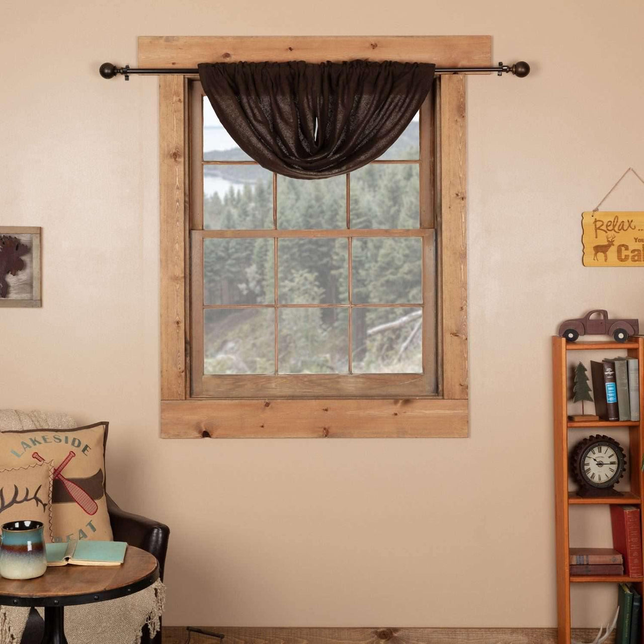 Burlap Chocolate Balloon Valance Curtain 15x60 - The Fox Decor