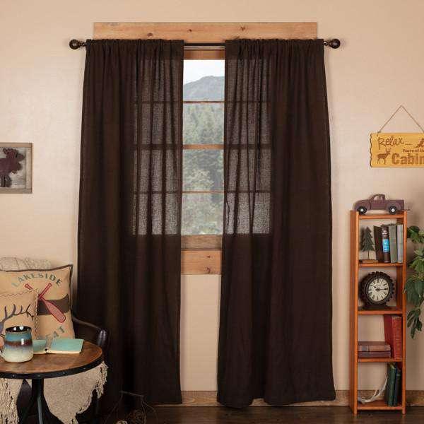 Burlap Natural/Chocolate/Vintage/Antique White Panel Curtain Set of 2 84x40 - The Fox Decor