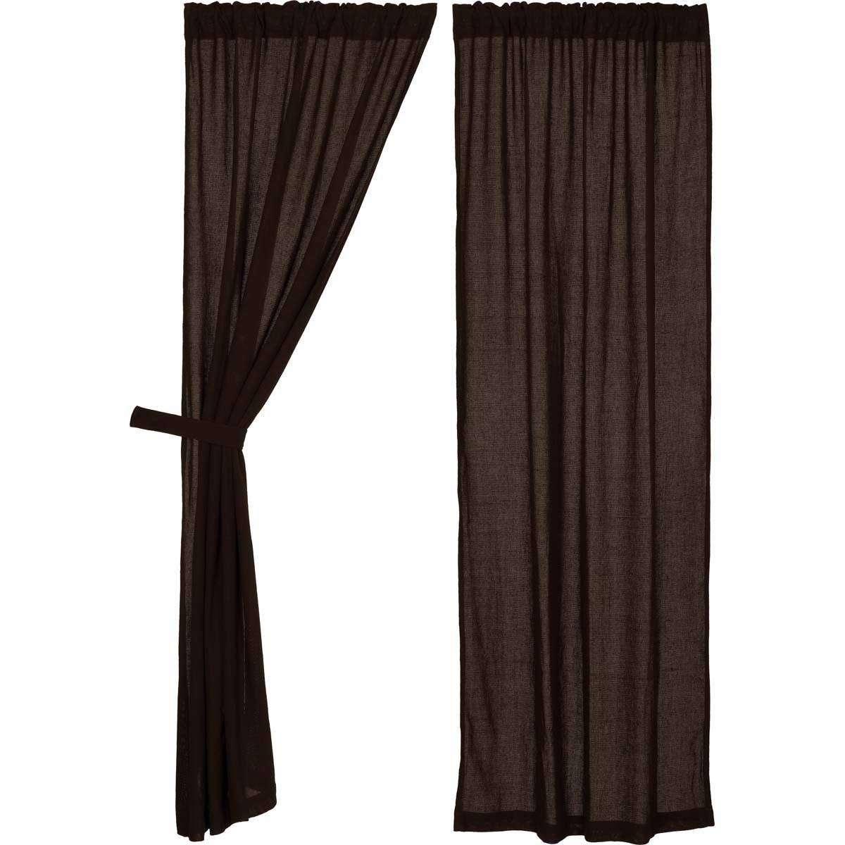 Burlap Natural/Chocolate/Vintage/Antique White Panel Curtain Set of 2 84x40 - The Fox Decor