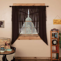 Burlap Chocolate Prairie Short Panel Curtain Set of 2 63x36x18 - The Fox Decor