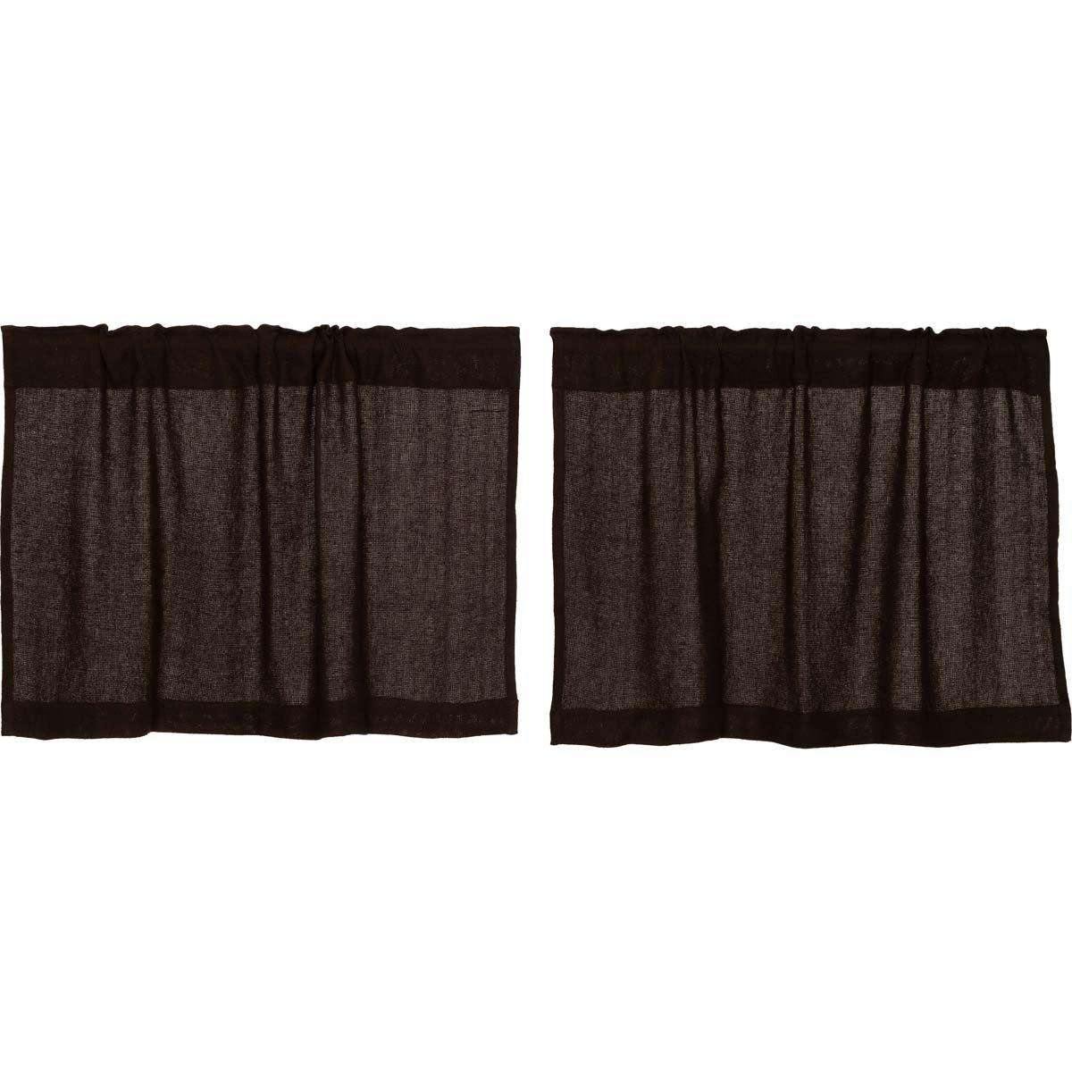 Burlap Chocolate Tier Curtain Set of 2 L24xW36 - The Fox Decor