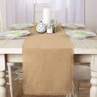 Thumbnail for Burlap Natural Runner Fringed 13x90 VHC Brands - The Fox Decor
