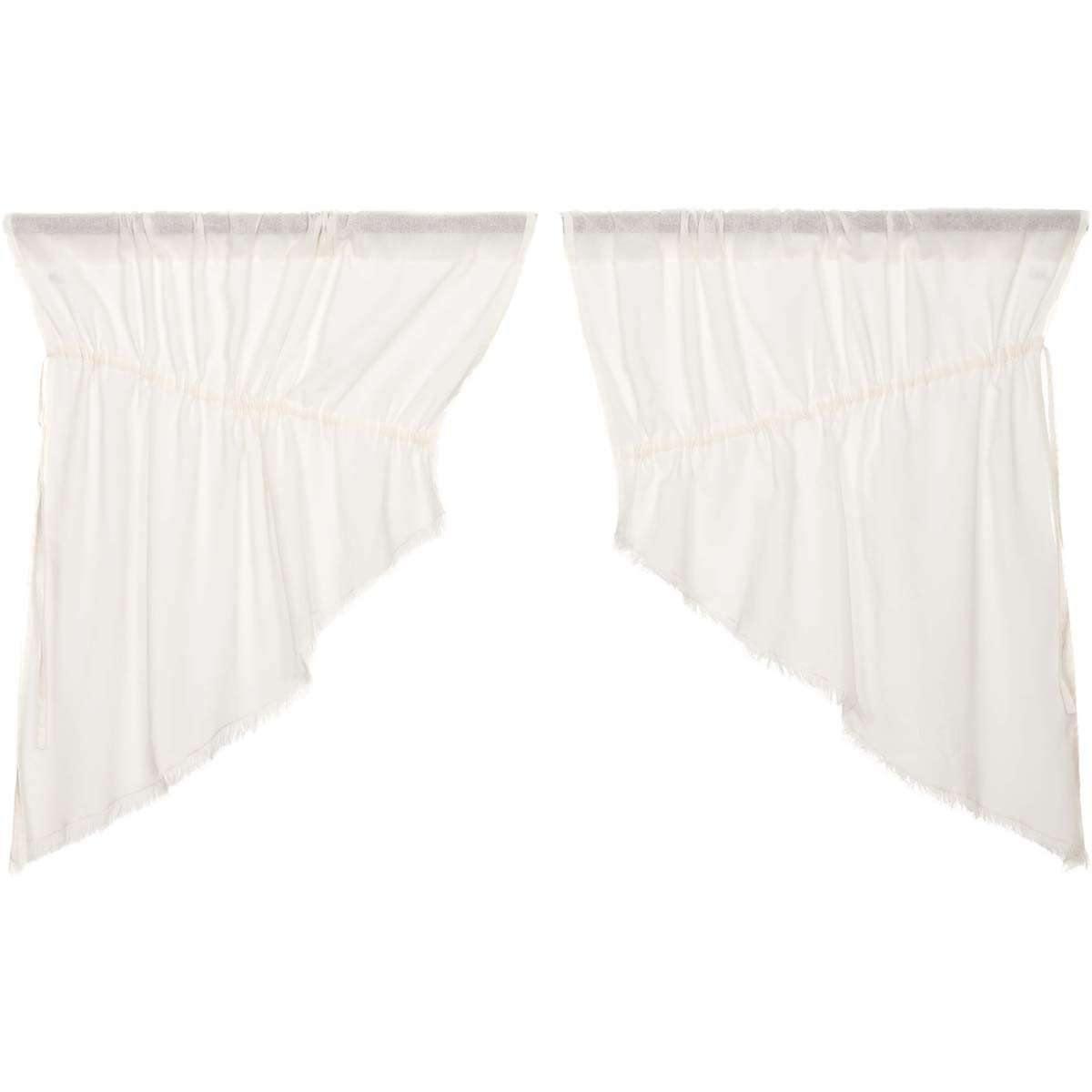 Tobacco Cloth Antique White Prairie Swag Curtain Fringed Set of 2 36x36x18 VHC Brands - The Fox Decor