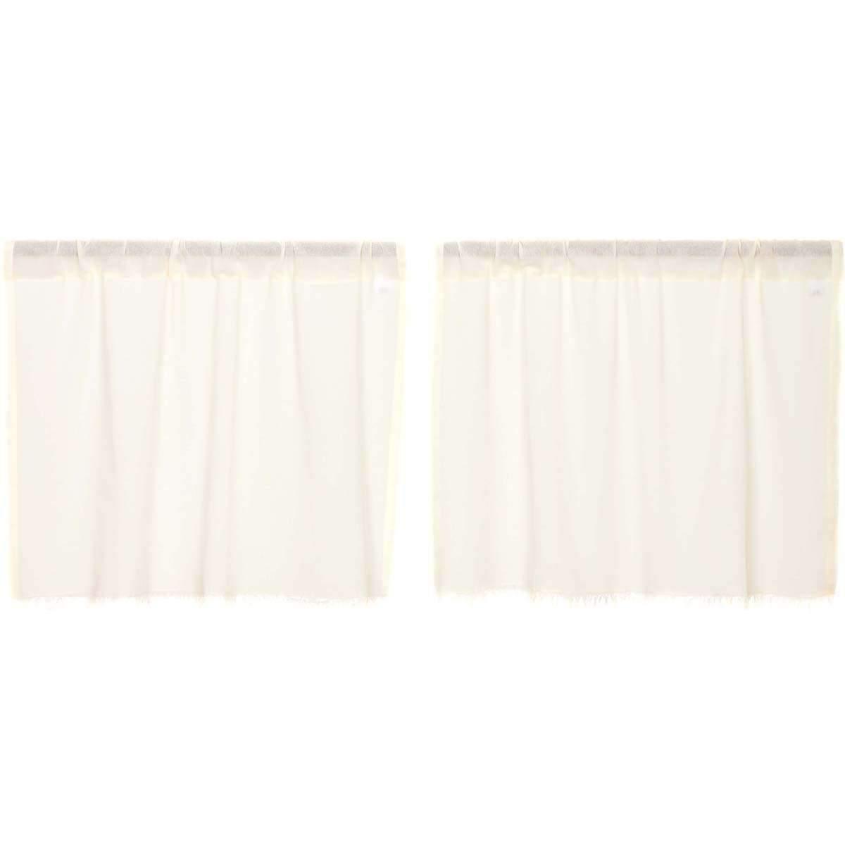 Tobacco Cloth Antique White Tier Fringed Set of 2 L24xW36 - The Fox Decor