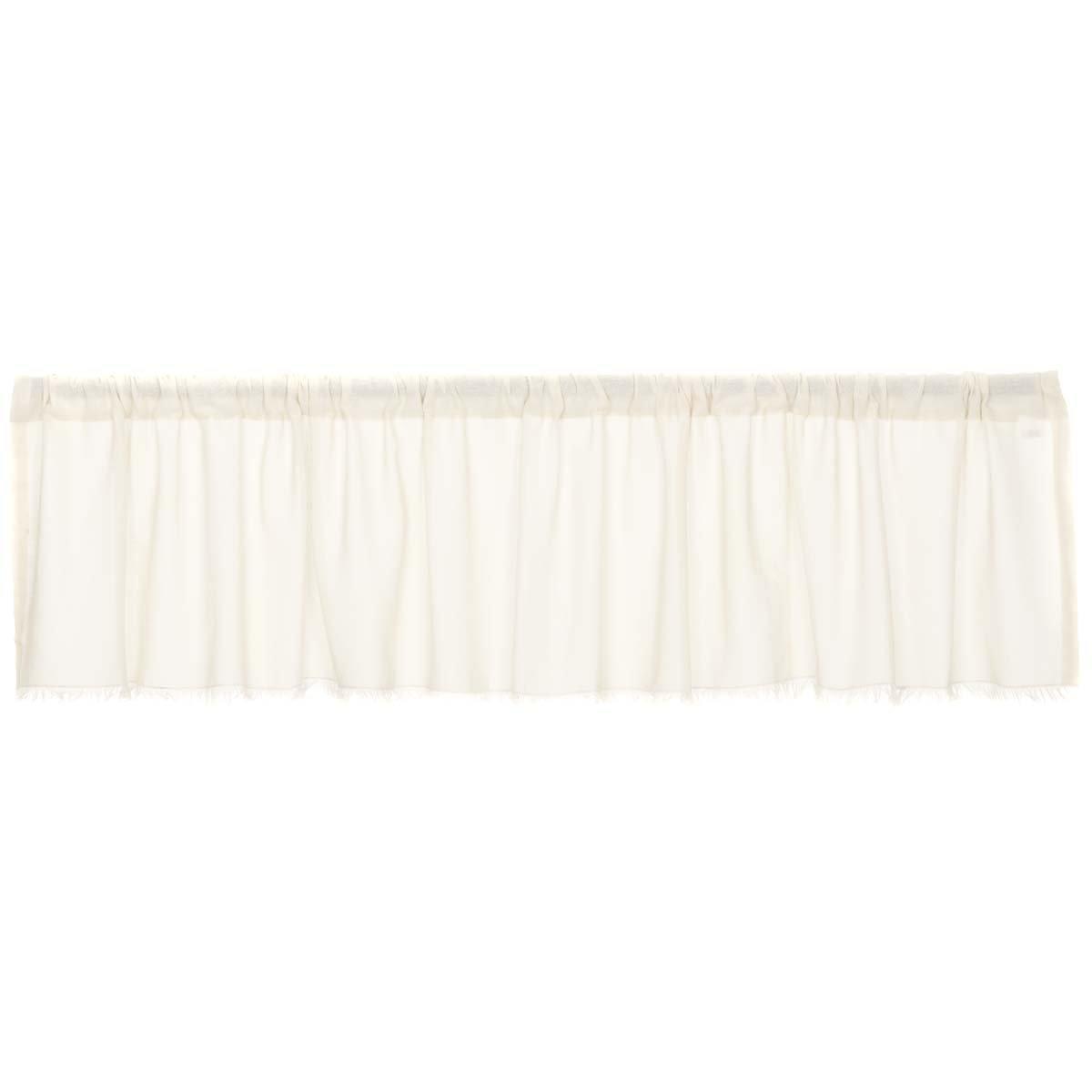 Tobacco Cloth Antique White Valance Curtain Fringed 16x90 - The Fox Decor