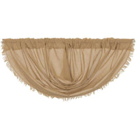 Thumbnail for Tobacco Cloth Khaki Balloon Valance Curtain Fringed 15x60 - The Fox Decor