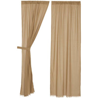 Thumbnail for Tobacco Cloth Khaki Panel Curtain Fringed Set of 2 84x40 VHC Brands - The Fox Decor