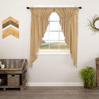 Thumbnail for Tobacco Cloth Khaki Prairie Short Panel Curtain Fringed Set of 2 63x36x18 - The Fox Decor
