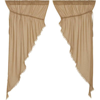 Thumbnail for Tobacco Cloth Khaki Prairie Short Panel Curtain Fringed Set of 2 63x36x18 - The Fox Decor