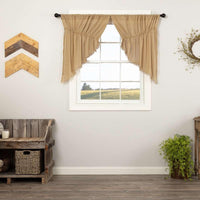 Thumbnail for Tobacco Cloth Khaki Prairie Swag Curtain Fringed Set of 2 36x36x18 VHC Brands - The Fox Decor