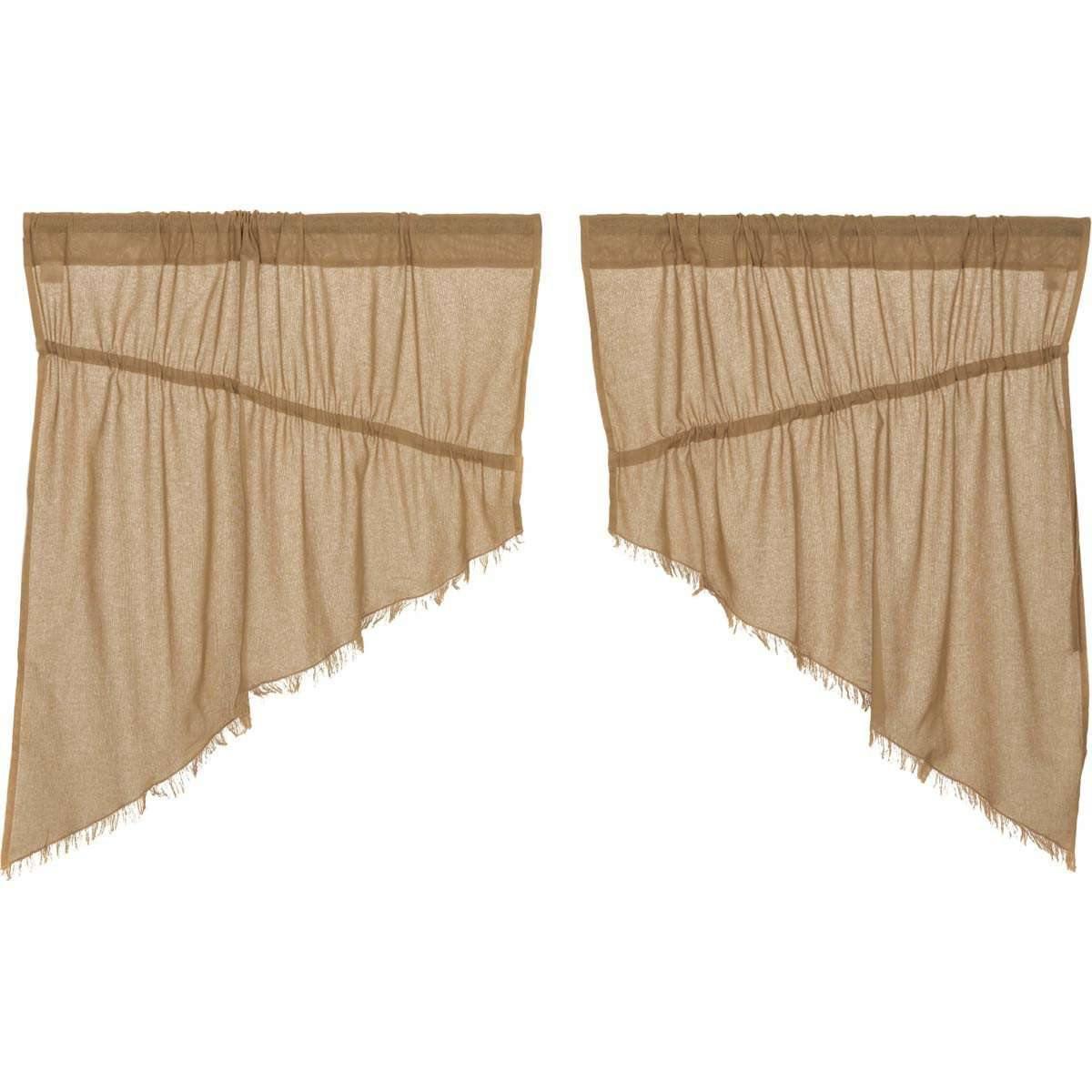 Tobacco Cloth Khaki Prairie Swag Curtain Fringed Set of 2 36x36x18 VHC Brands - The Fox Decor