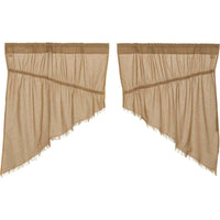 Thumbnail for Tobacco Cloth Khaki Prairie Swag Curtain Fringed Set of 2 36x36x18 VHC Brands - The Fox Decor