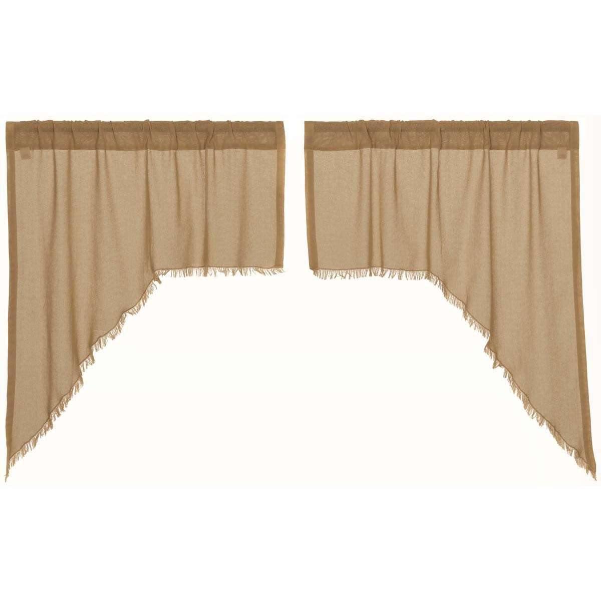 Tobacco Cloth Khaki Swag Fringed Set of 2 36x36x16 - The Fox Decor